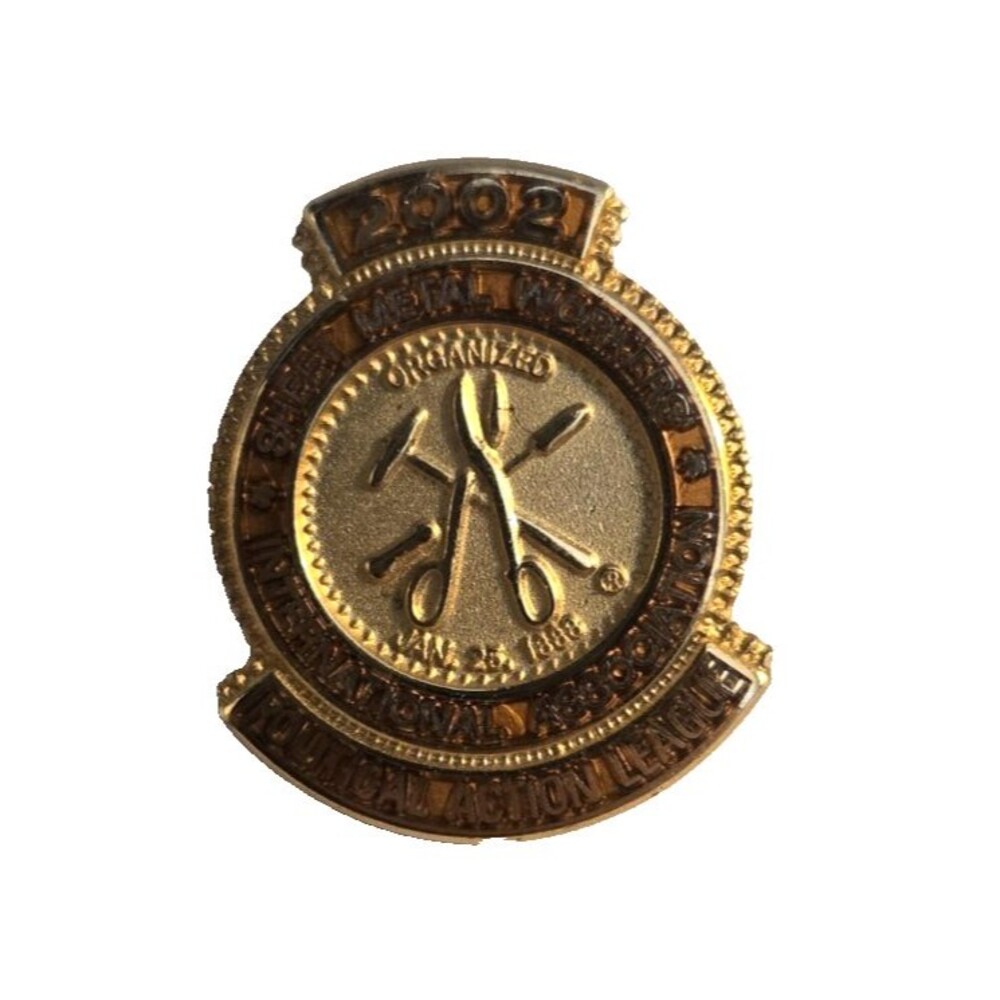 2002 Sheet Metal Worker Political Action League Gold Tone Lapel Pin Hat Pin